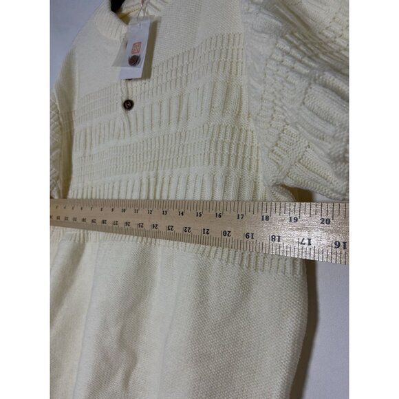 H2H Men's Ivory Knit Sweater Pullover Size XL Button Neck 100% Acrylic - Picture 8 of 10